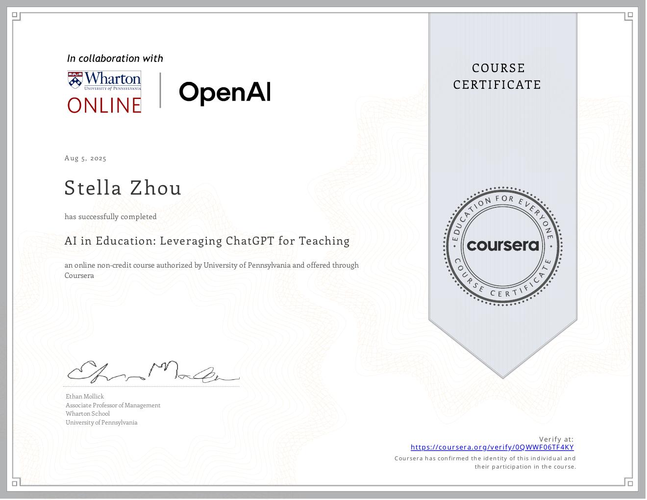 UPenn · Wharton — AI in Education: Leveraging ChatGPT