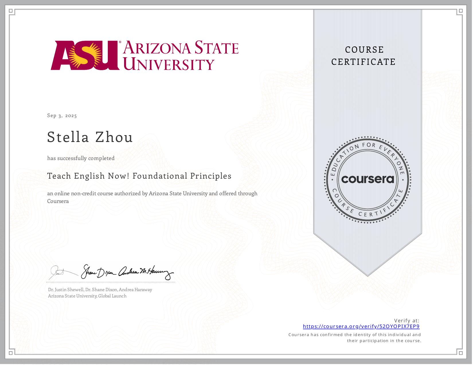 Arizona State University — Teach English Now! — Foundational Principles