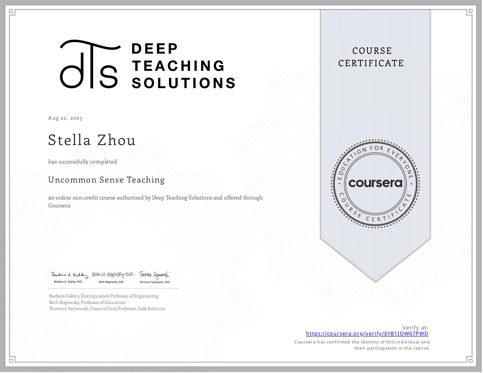 Deep Teaching Solutions · Barbara Oakley — Uncommon Sense Teaching